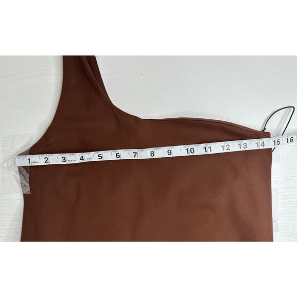 Girlfriend Collective Bianca One Shoulder Dress Brown Compressive Activewear M - Picture 5 of 7